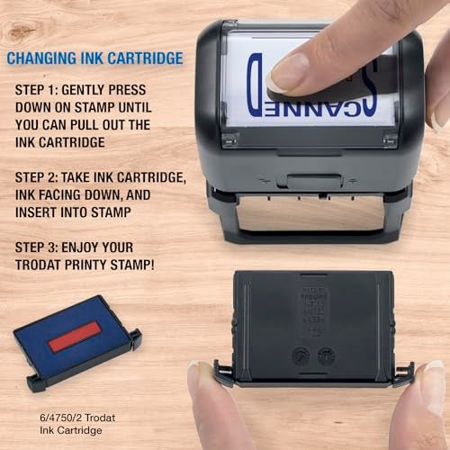 Trodat Printy 4750 Self Inking Date Stamp with Approved, Copy, EMAILED, Scanned – Blue and Red Ink, 1" x 1-5/8" - Image 5