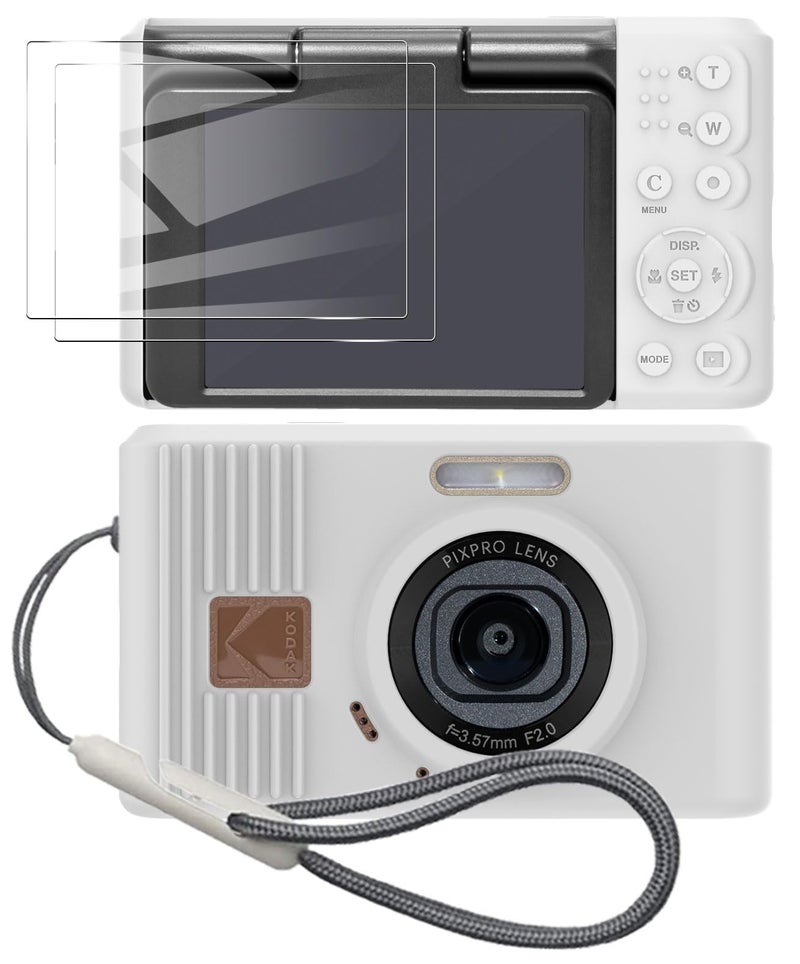 Tedubax Silicone Case for kodak pixpro C1 Digital Camera with 2PCS Screen Protector and Lanyard - White - Image 1