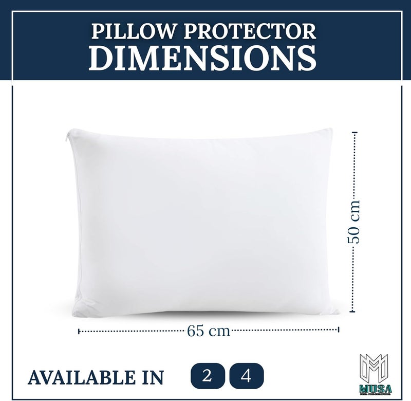 MUSA Cotton Pillow Protectors - Soft, Zippered, Anti-Allergic Pillow Covers, Pack of 4 (50 x 65cm) - Image 2