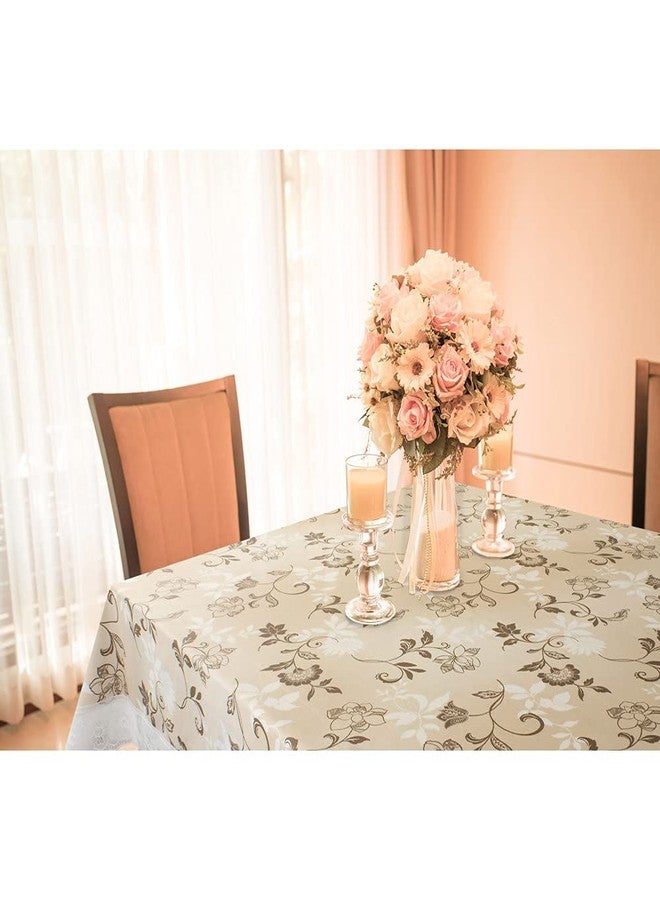 Freelance PVC Vinyl Tuscany Flannel Backing Dining Plastic Table Cover Cloth - Waterproof Protector, 6-8 Seater, Oblong/Oval 60 X 90 inches (with White Border Edge Lace) - Product of Meiwa, Japan - Image 2