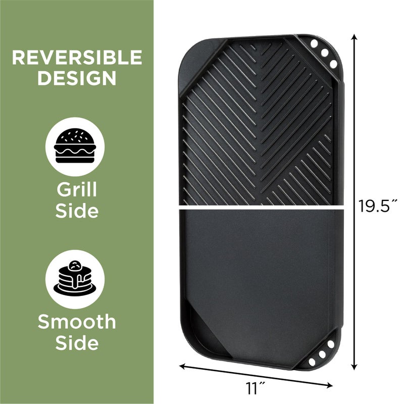 Ecolution Reversible Grill/Griddle Pan, Non-Stick, Dishwasher Safe, Double Burner Family Griddle Grill Pan Cookware, Cast Aluminum, 19.5-Inch x 11-Inch - Image 3