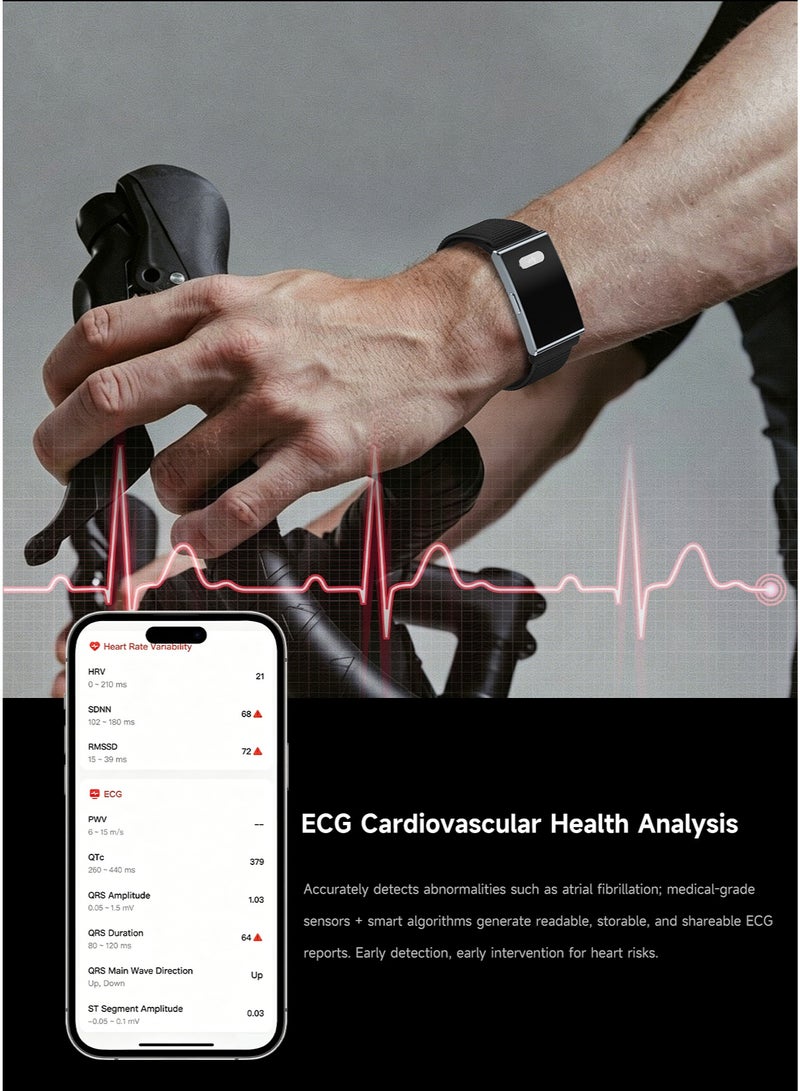 كاسا سوار معصم ذكي بدون شاشة لتتبع اللياقة البدنية مع مراقبة معدل ضربات القلب وHRV بتقنية ECG+PPG - Image 3