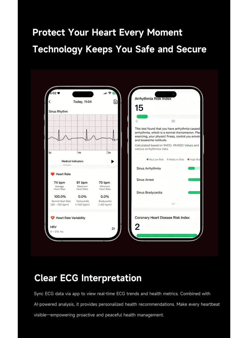 كاسا سوار معصم ذكي بدون شاشة لتتبع اللياقة البدنية مع مراقبة معدل ضربات القلب وHRV بتقنية ECG+PPG - Image 4