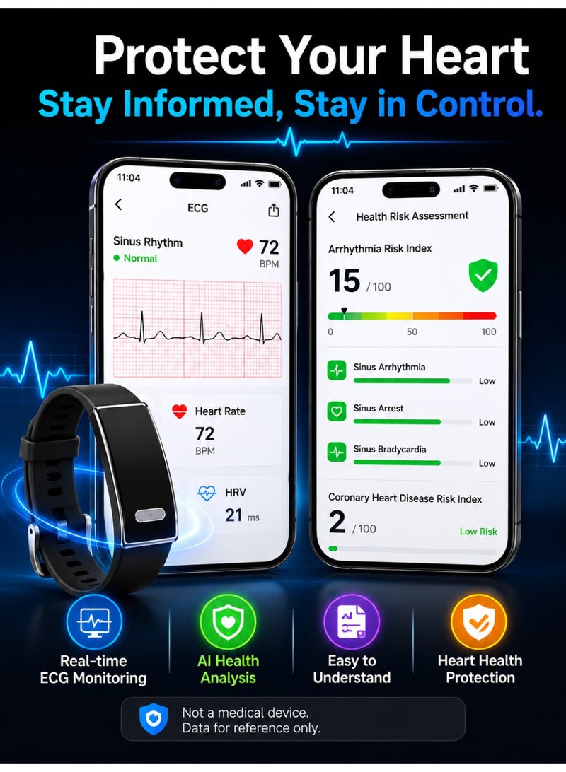 Kasa Smart Health Fitness Tracker Band Screenless ECG PPG Heart Rate HRV Blood Oxygen Sleep Monitor AI Health Analysis 120+ Sports Modes Black - Image 4