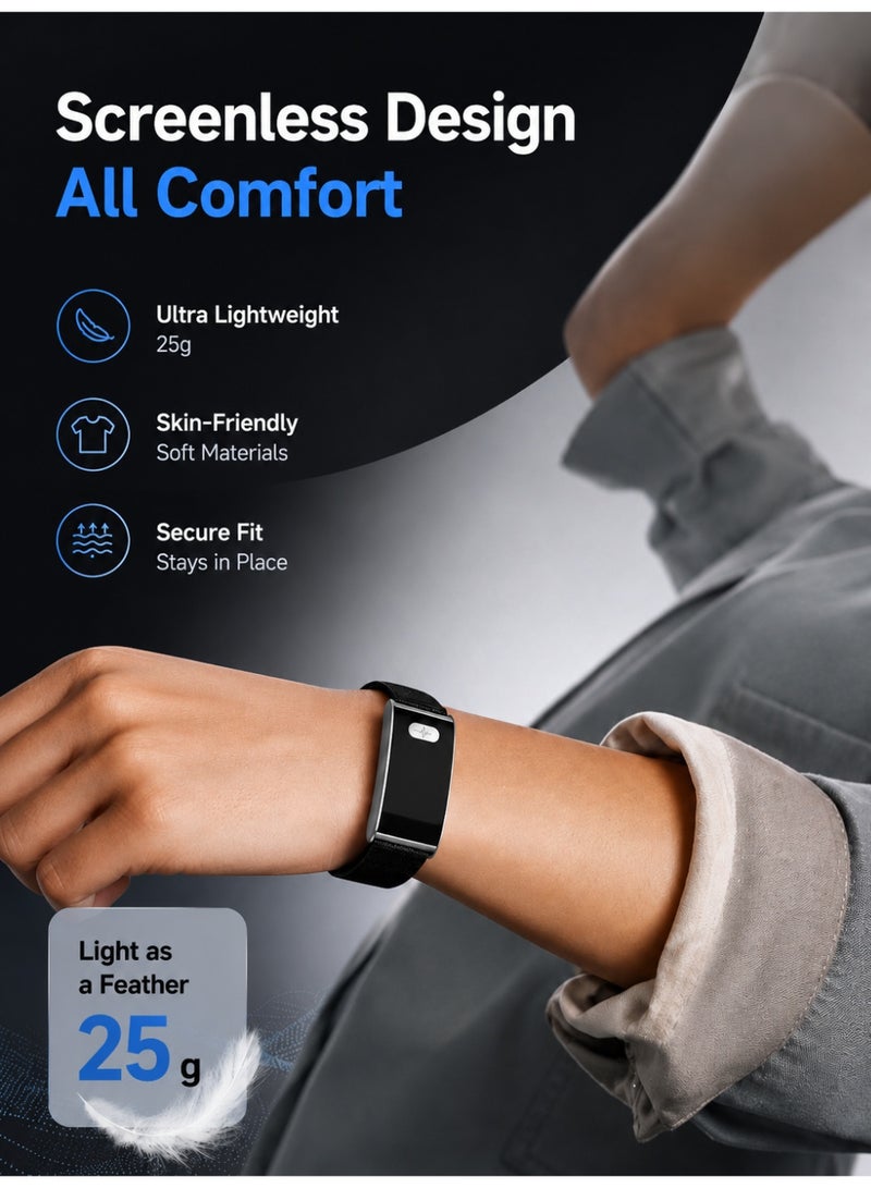Kasa Smart Health Fitness Tracker Band Screenless ECG PPG Heart Rate HRV Blood Oxygen Sleep Monitor AI Health Analysis 120+ Sports Modes Black - Image 2