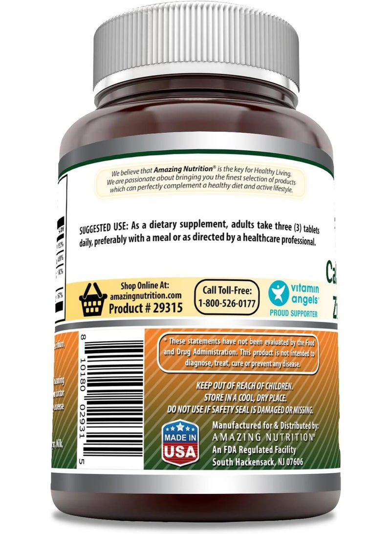 Amazing Formulas Calcium Magnesium Zinc D3 Supplement, 300 Tablets, 1000mg Calcium, 400mg Magnesium, 25mg Zinc, 600 IU Vitamin D3 - Image 3
