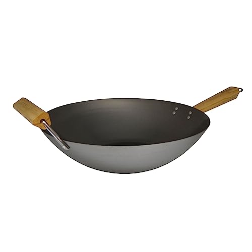 Imusa 14in Carbon Steel Wok with Wood Handles - Image 1