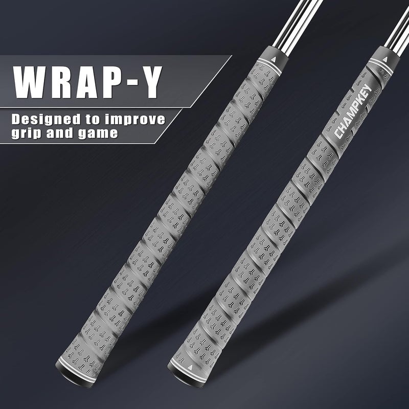 CHAMPKEY WRAP-Y Rubber Golf Grips 13 Pack Come with All Repair Kits - High Feedback and Traction Golf Club Grips(Midsize, Gray) - Image 2
