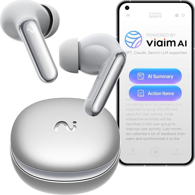 Viaim RecDot Voice Recorder Headphones: Professional AI for Meetings, Calls and Conferences. Transcribe & Summarize, 78 Languages, 48dB Hybrid ANC AI Assistant for Deep Work, AES-256 - Image 1