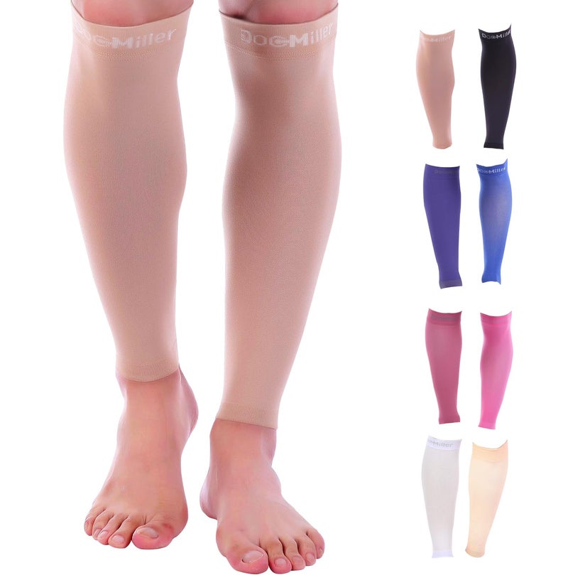 Doc Miller Compression Calf Sleeve For Men & Women  Premium Medical Grade  15-20Mmhg Graduated Support For Running  Calf Tear  Shin Splints  Knee High  Skin/Nude Calf Sleeves  Medium Size  1 Pair - Image 1