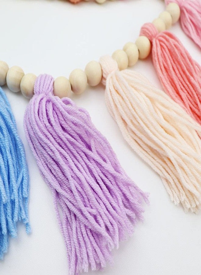TBACW Boho Tassel Garland - 43 Inch Colorful Wall Decor for Nursery, Kids Room, Home Office Classroom Rainbow Decoration (Pink) - Image 4