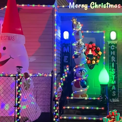 YEGUO Solar Christmas Lights Outdoor Waterproof, 2 Packs Each 33ft 100 LED Rope Lights, 8 Modes Fairy String Lights in Clear Thin Tube for Camping Fence Patio Garden Trampoline Deck(Multicolor) - Image 3