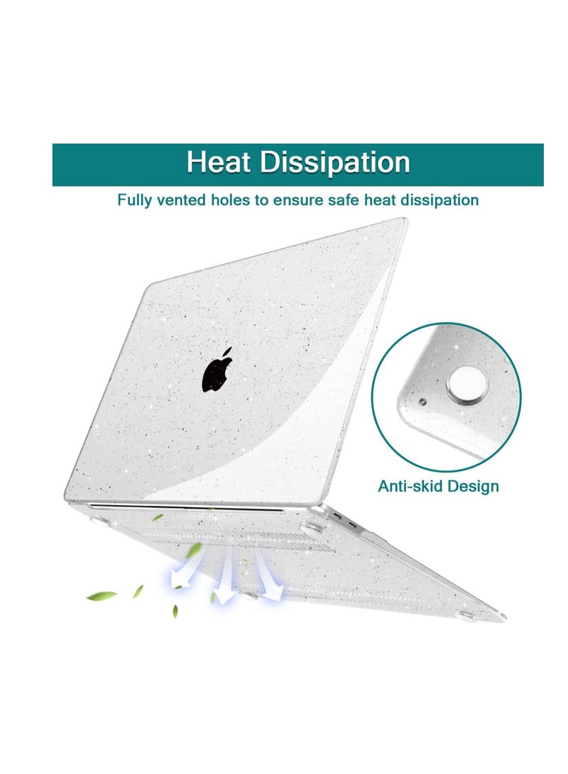 Sparkly Plastic Hard Shell for MacBook Pro 13 inch Case M2 M1 A2338 A2251 A2289 A2159 A1989 A1708 A1706 (2016-2022 Release), Sparkly Clear - Image 1