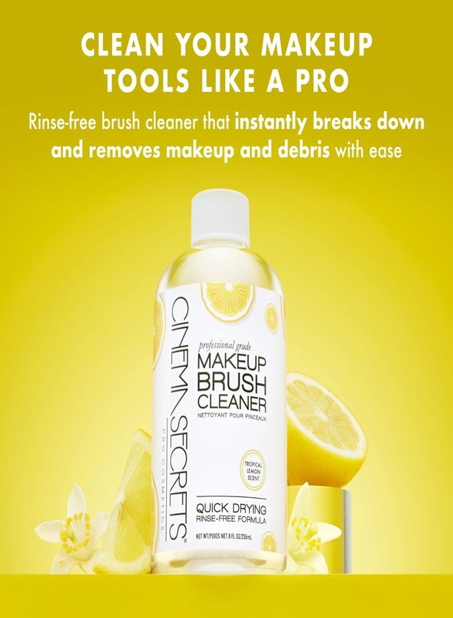 Cinema Secrets مجموعة منظف فرش المكياج الأصلية من سينما سيكريتس - منظف احترافي + علبة تنظيف لفرش المكياج - تركيبة سريعة الجفاف، بدون شطف - تزيل المكياج المقاوم للماء العنيد - ليمون (2 أونصة سائلة)  - Image 2