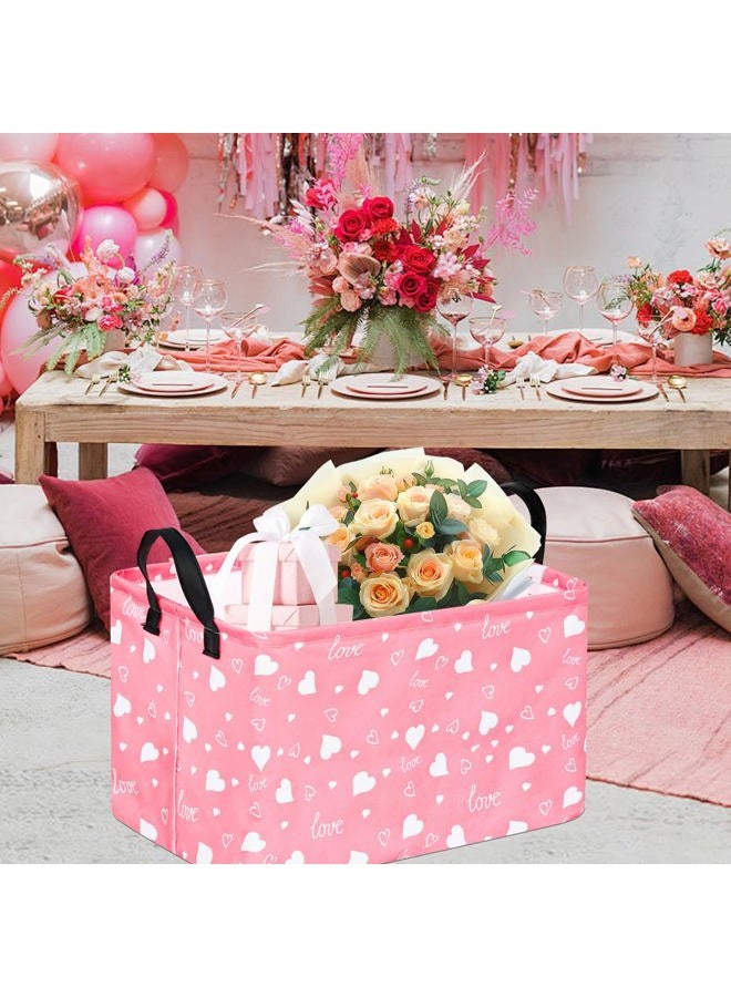 KUNRO Rectang Heart Pattern Vantine's Day Storage Gift Shelf Basket Clothes Storage Bin, Kids Toy Basket Organizer Box for With Handles Boy and Girls Room Deco - Image 2