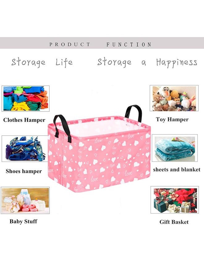 KUNRO Rectang Heart Pattern Vantine's Day Storage Gift Shelf Basket Clothes Storage Bin, Kids Toy Basket Organizer Box for With Handles Boy and Girls Room Deco - Image 5