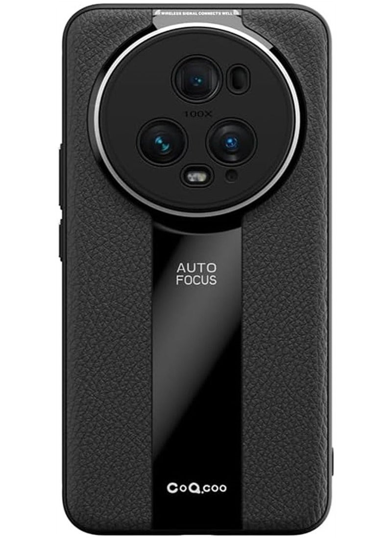 AutoFocus - Luxury Litchi Veins Silicone Case for Honor Magic 5 Pro 5G Ultra-thin Painting TPU Cover for Magic 5 Pro Case (Black) - Image 1