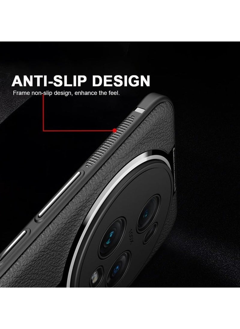 AutoFocus - Luxury Litchi Veins Silicone Case for Honor Magic 5 Pro 5G Ultra-thin Painting TPU Cover for Magic 5 Pro Case (Black) - Image 1