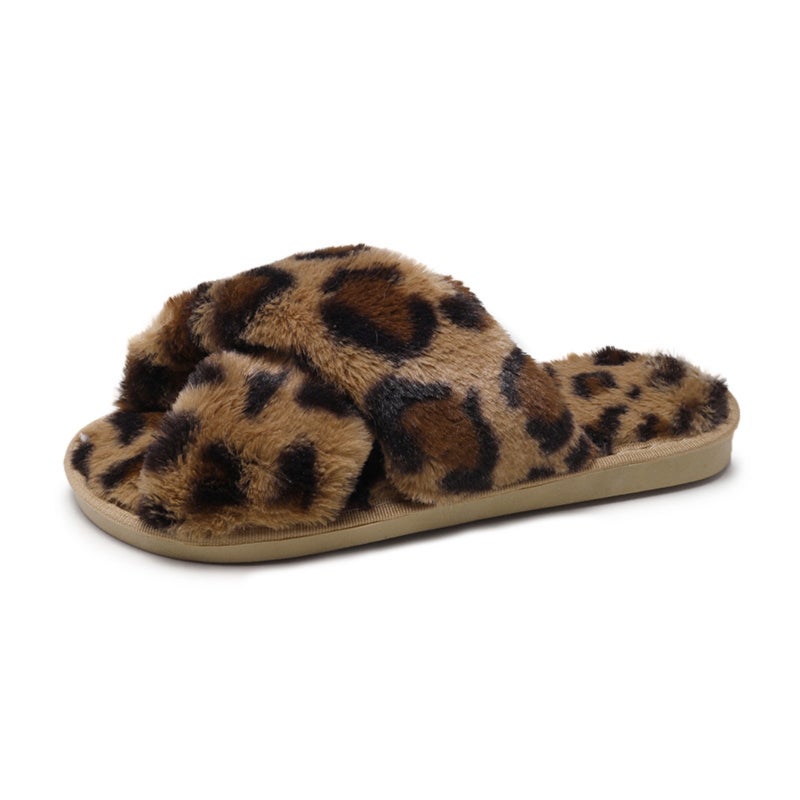 Indoor non-slip home rabbit fur toe slippers - Image 1