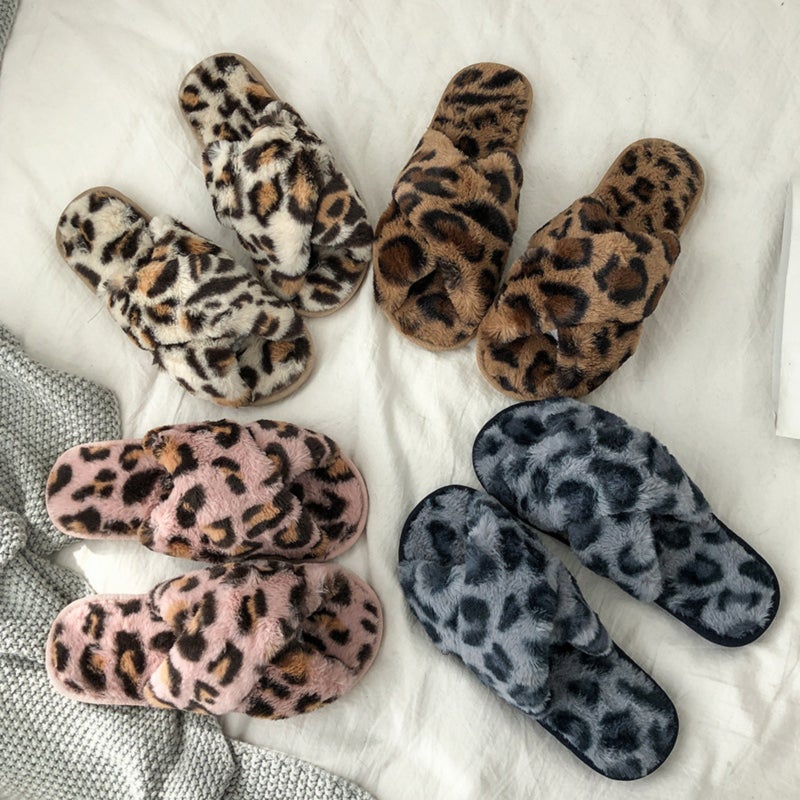 Indoor non-slip home rabbit fur toe slippers - Image 5