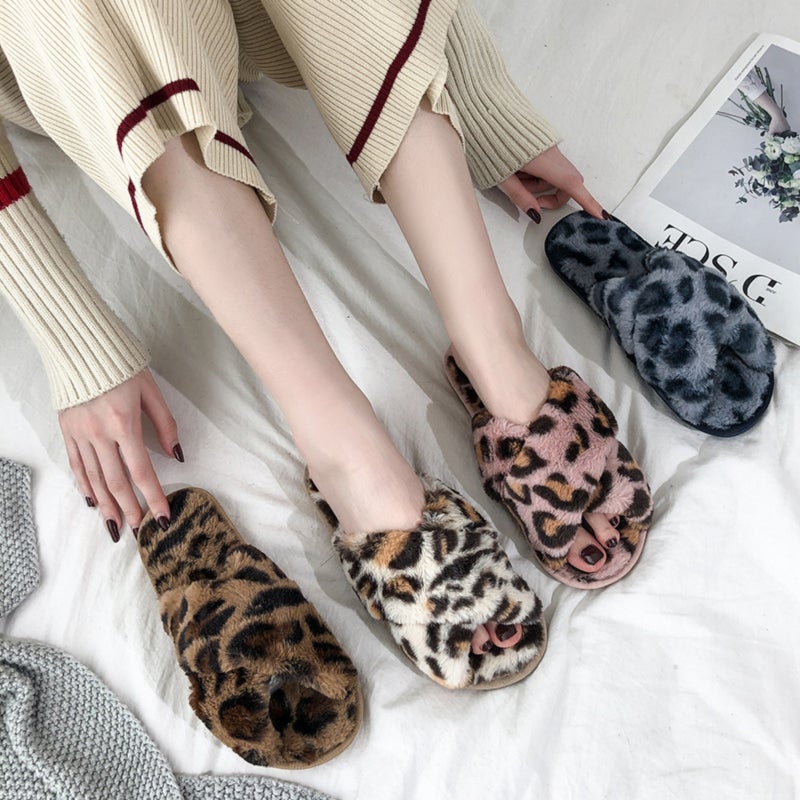 Indoor non-slip home rabbit fur toe slippers - Image 2