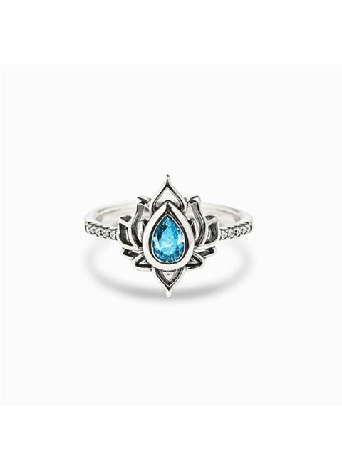 Cao Shi Old Flame Shape Lotus Ring Chinese Style Ring Retro Wide Face Ring Personality Single Ring