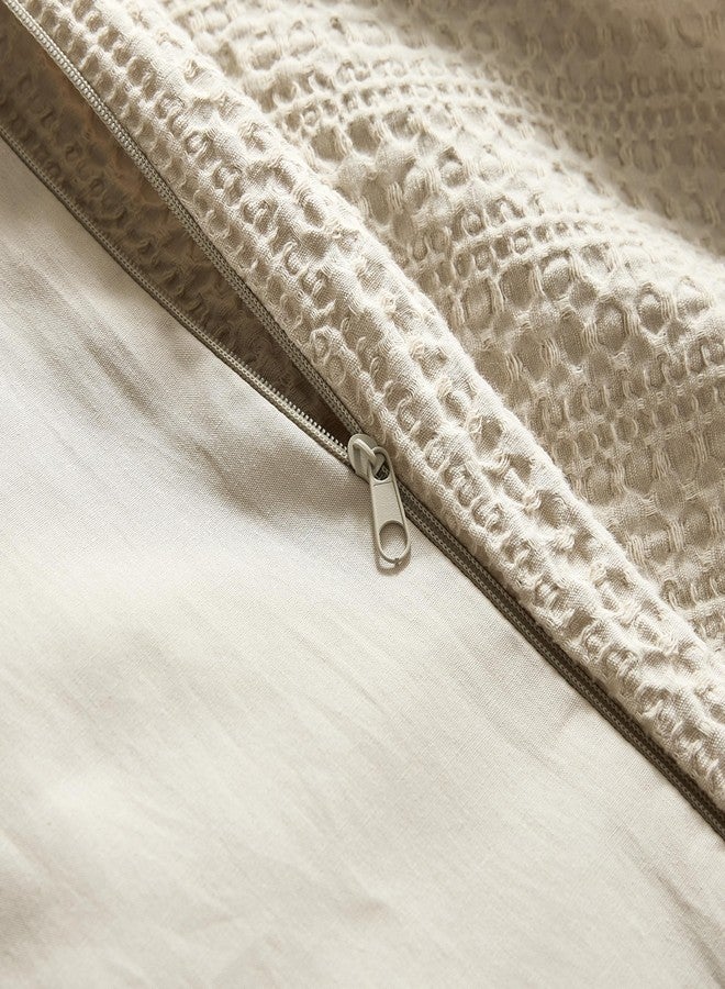 WDCOZY Cotton Duvet Cover Set Beige Queen - Image 5