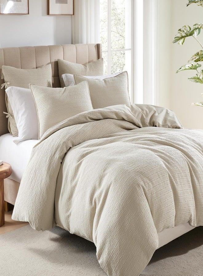 WDCOZY Cotton Duvet Cover Set Beige Queen - Image 2