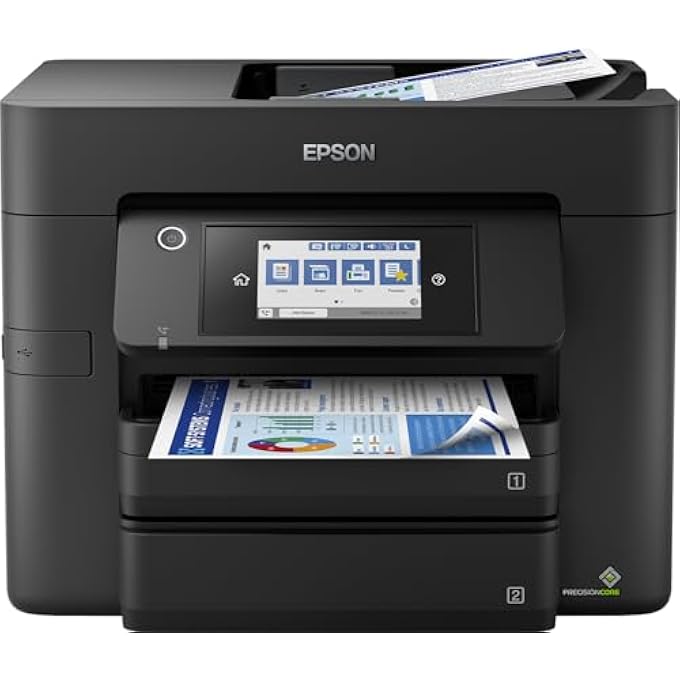 جهاز WORKFORCE PRO WF-4830DTWF متعدد الوظائف للأعمال 4 في 1 (طباعة، مسح، نسخ، فاكس، ADF، واي فاي، إيثرنت، دوبلكس كامل، DIN A4)، يشمل 3 أشهر من معدل حبر READYPRINT FLEX، أسود - Image 1