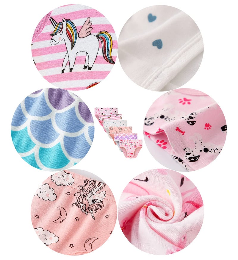 Barara King Girls' Undies 100% Cotton Panties Little Toddler Soft Underwear Flamingo unicorn Briefs (Pack of 6) Size 3T - Image 2