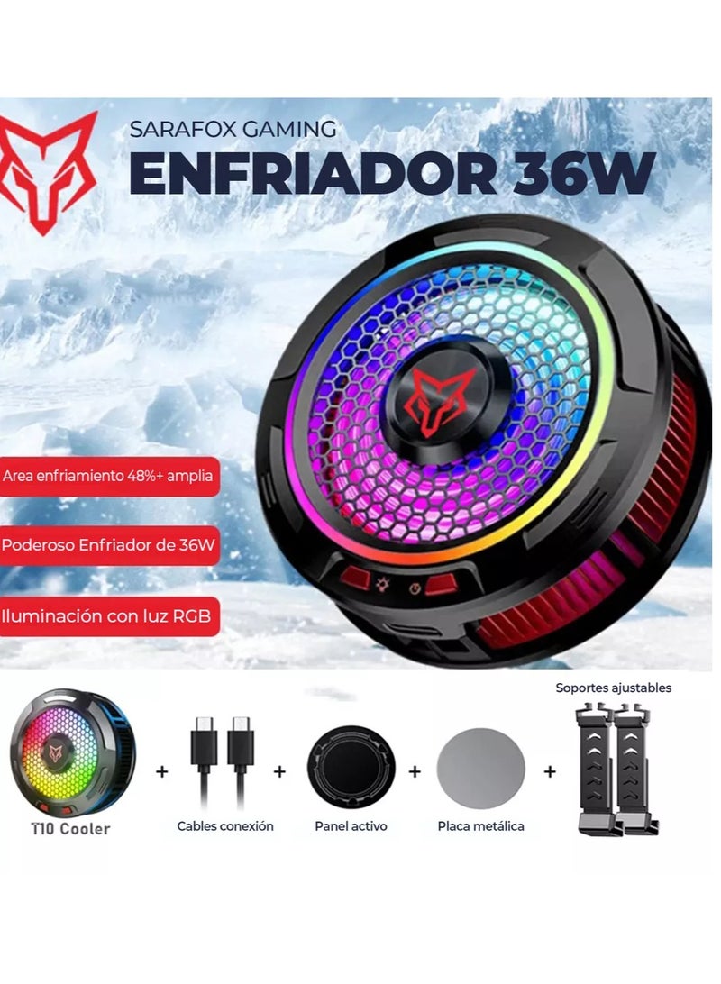 Sarafox Sarafox X9 PRO Magnetic Cooling Fan with RGB Light for Tablets and Mobile Phones High Power 36W Upgraded Design Lightweight Design Strong Heat Dissipation Three Seconds to Cool Large Area Cooling  - Image 4