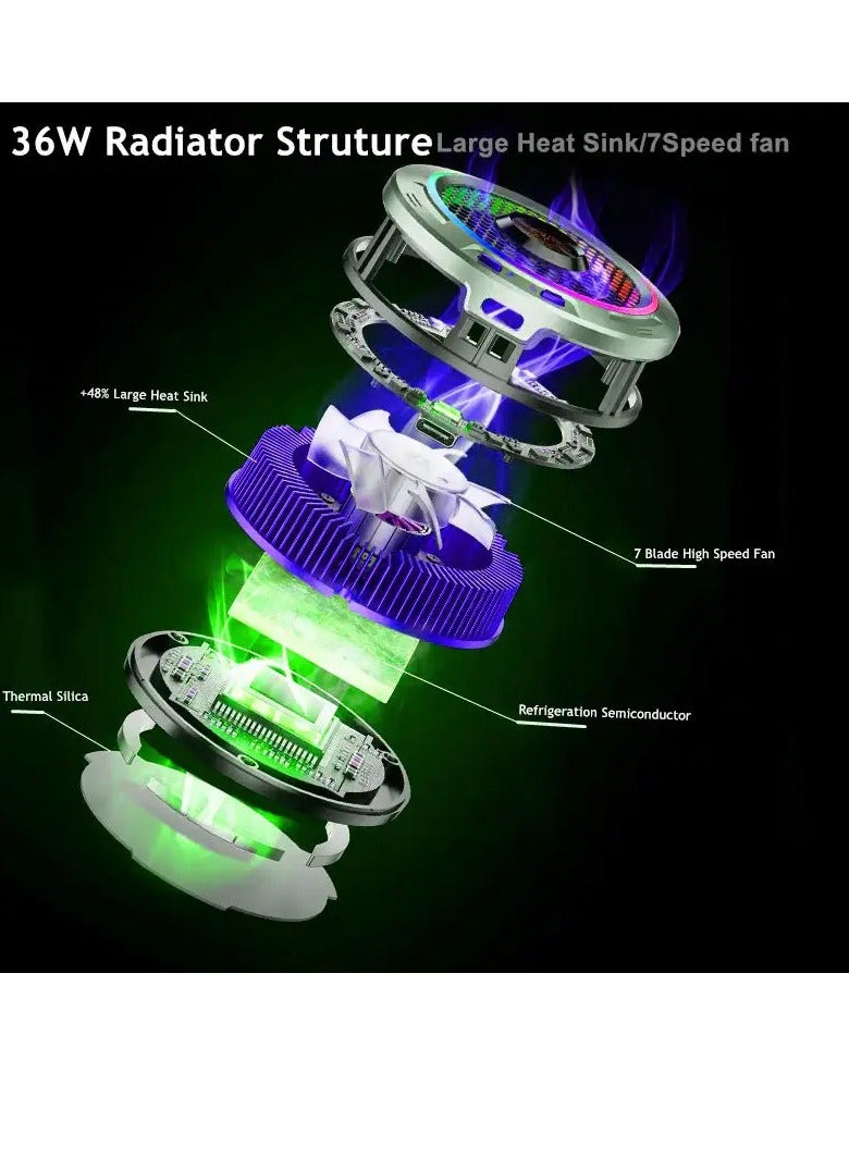 Sarafox Sarafox X9 PRO Magnetic Cooling Fan with RGB Light for Tablets and Mobile Phones High Power 36W Upgraded Design Lightweight Design Strong Heat Dissipation Three Seconds to Cool Large Area Cooling  - Image 5