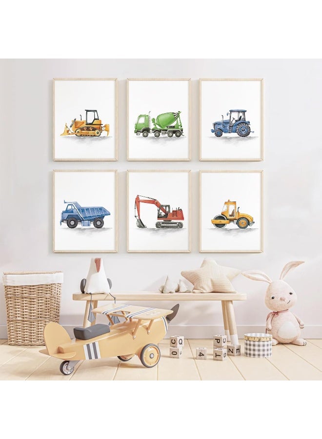 Joocrise Boys Truck Wall Art Set of 6 Truck Vehicle Canvas Wall Art Decor Toddler Construction Wall Art Watercolor Truck Pictures Kids Playroom Art Prints Nursery Artwork for Room Bedroom 8x10 Inch Unframed - Image 3