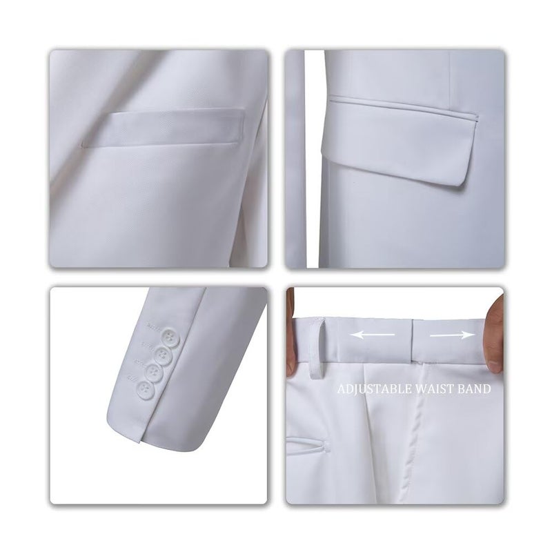 ZKHOECR Men Suits Slim Fit 3 Piece White Business Wedding Suits Tuxedos Groomsmen Prom Blazer Jacket Vest Pants Men Suit Set XS - Image 5