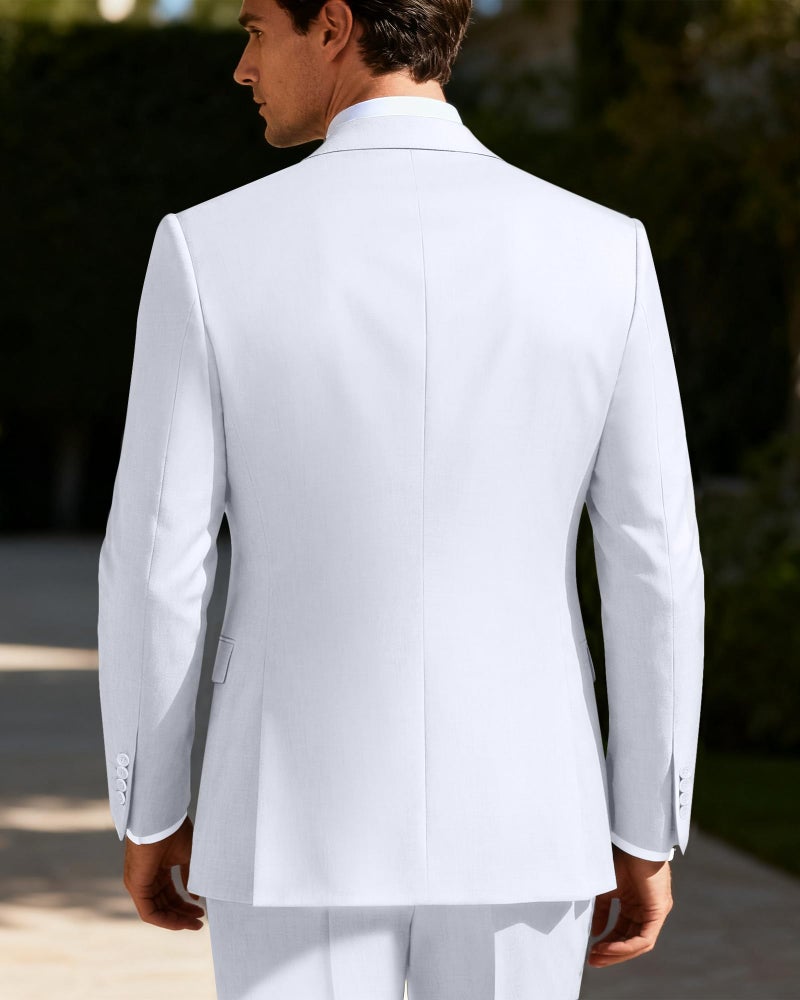ZKHOECR Men Suits Slim Fit 3 Piece White Business Wedding Suits Tuxedos Groomsmen Prom Blazer Jacket Vest Pants Men Suit Set XS - Image 3
