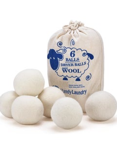 Handy Laundry Wool Dryer Balls - Natural Fabric Softener, Reusable, Reduces Clothing Wrinkles and Saves Drying Time. The Large Dryer Ball is a Better Alternative to Plastic Balls and Liquid Softener. (Pack of 6)  - Image 1