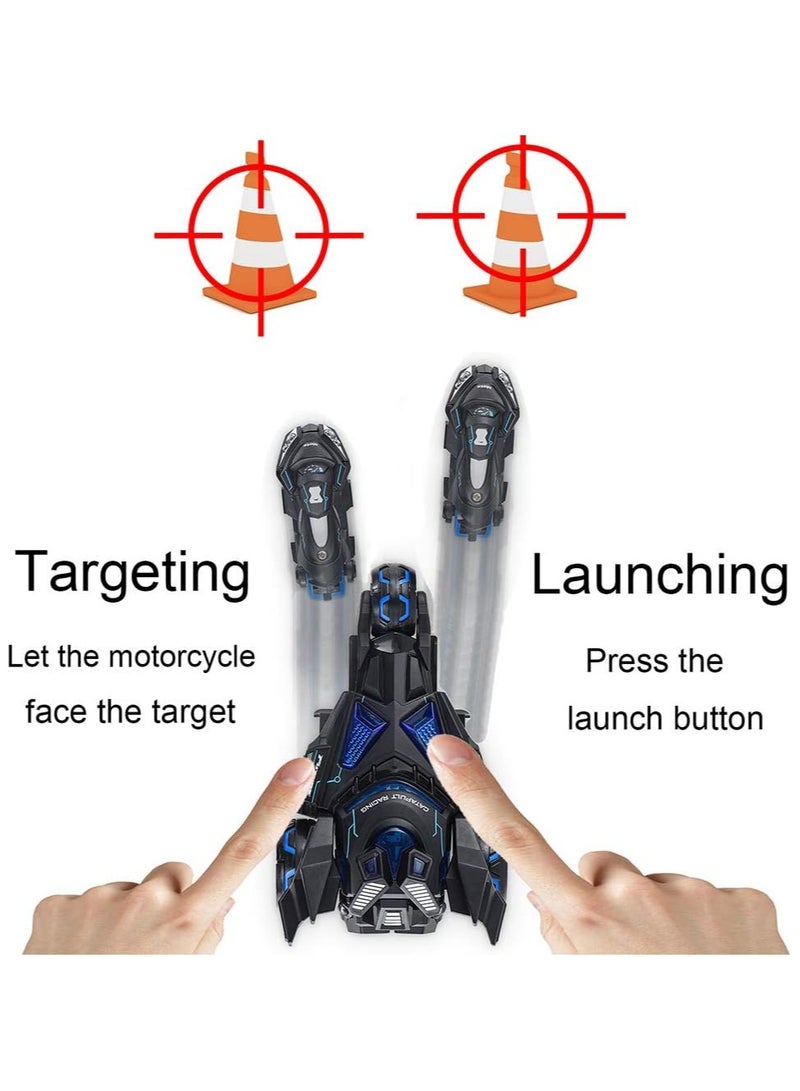 MING YING 66 3-in-1 Pull Back Die-Cast Motorcycle & Race Car Launcher Toy – Catapult Vehicle Set for Kids  - Image 5