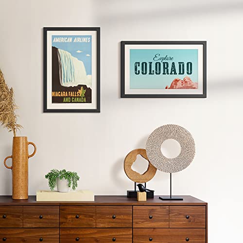 upsimples 11x17 Picture Frame, Display Pictures 9x15 with Mat or 11 x 17 Without, Wall Hanging Poster Frames, Black, 1 Pack - Image 2