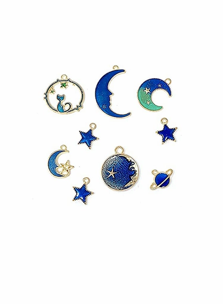 Excefore Assorted Gold Plated Enamel Cat Moon Star Celestial Charm for jewelry making supplies kit Earrings Necklace Bracelet Jewelry Making and Crafting - Image 3
