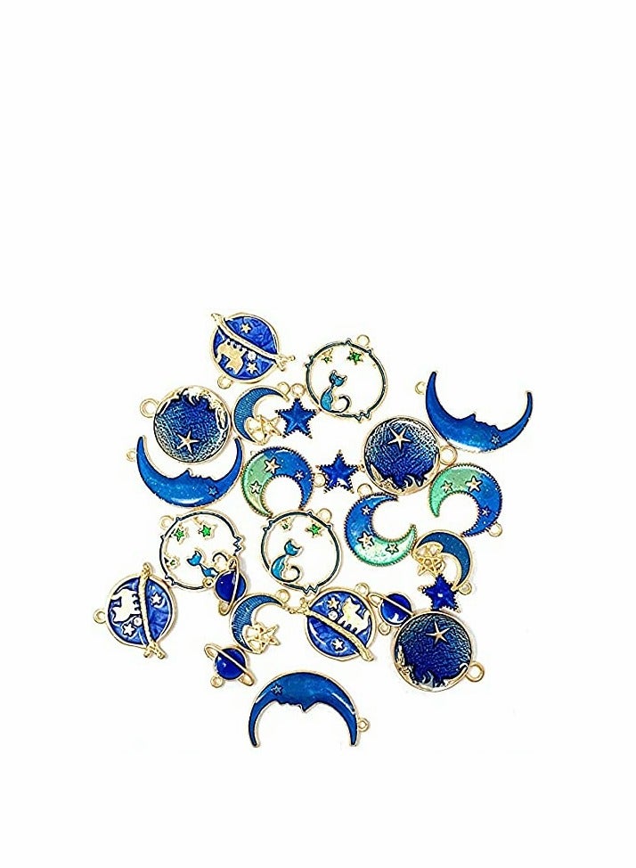 Excefore Assorted Gold Plated Enamel Cat Moon Star Celestial Charm for jewelry making supplies kit Earrings Necklace Bracelet Jewelry Making and Crafting - Image 2