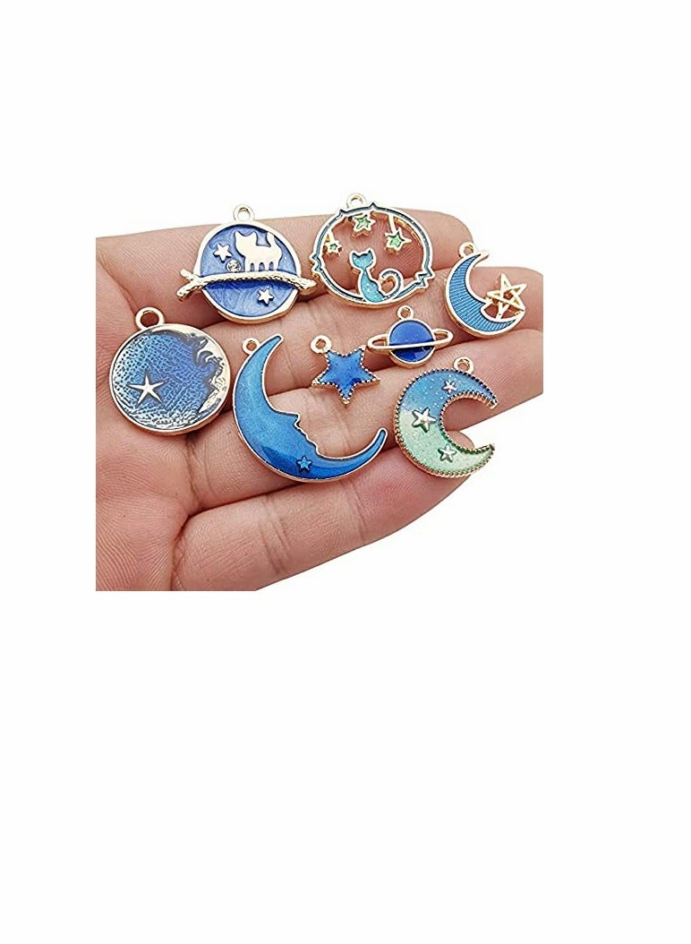 Excefore Assorted Gold Plated Enamel Cat Moon Star Celestial Charm for jewelry making supplies kit Earrings Necklace Bracelet Jewelry Making and Crafting - Image 4