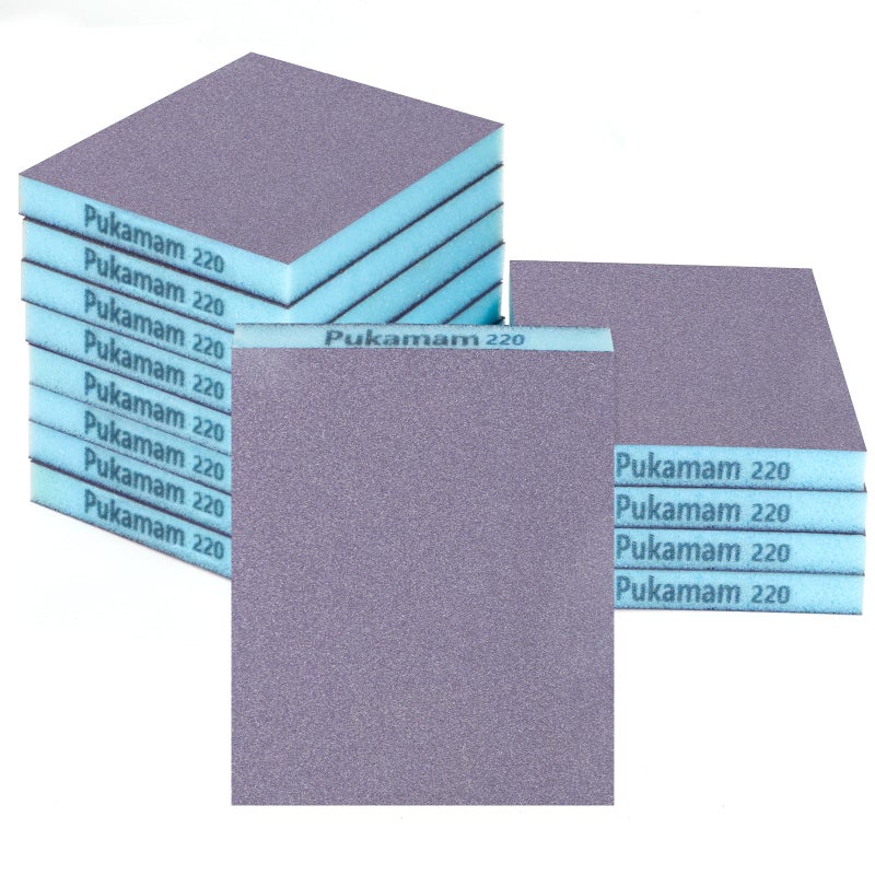 Pukamam 12 Pack Sanding Sponge, Washable and Reusable Sanding Blocks 220 Grit Wet Dry Sand Paper for Wood Drywall Metal Furniture - Image 1