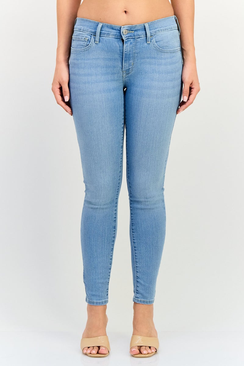 Levi's Women Skinny Fit Washed Stretchable Jeans, Light Blue - Image 1