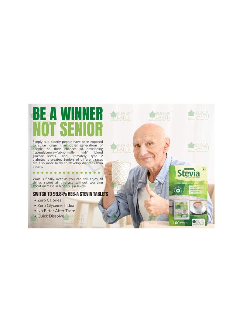 Bliss Of Earth Stevia Sugar free Tablets Pellets Zero Calorie Keto Sweetener Instant Dissolve 100Tablets Pack of 2 - Image 3