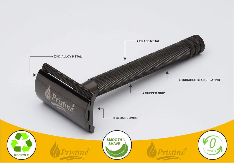 Pristine Shaving Double Edge Safety Razor For Men BLACK PLATING (Close Comb)… - Image 5