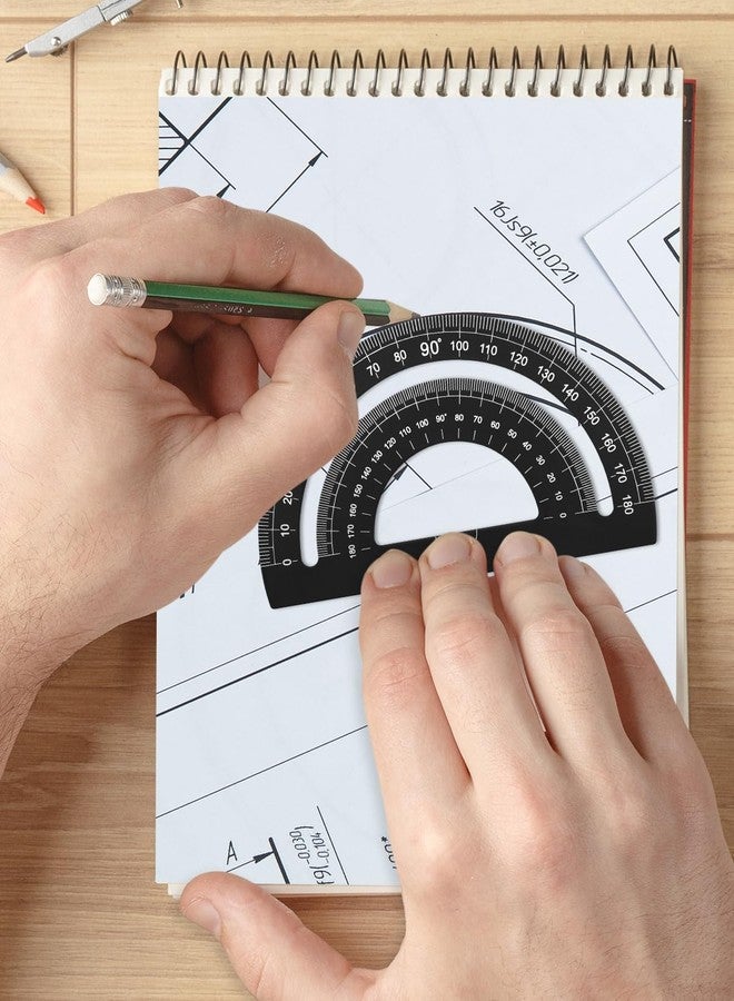 Honagu Triangular Ruler Set, 4 Pieces Aluminum Alloy Ruler, Metal Drafting Ruler, Geometric Protractor for Students, Draftsmen, Engineers, School Office Supplies (Black) - Image 4