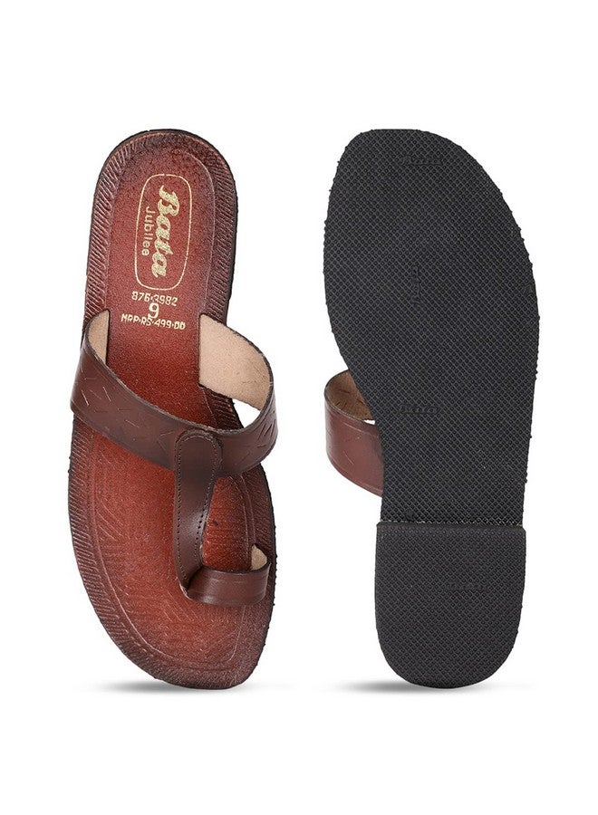 Bata Men's JUBILEE Toe Ring Slippers (8763982_TAN_7 UK) - Image 4