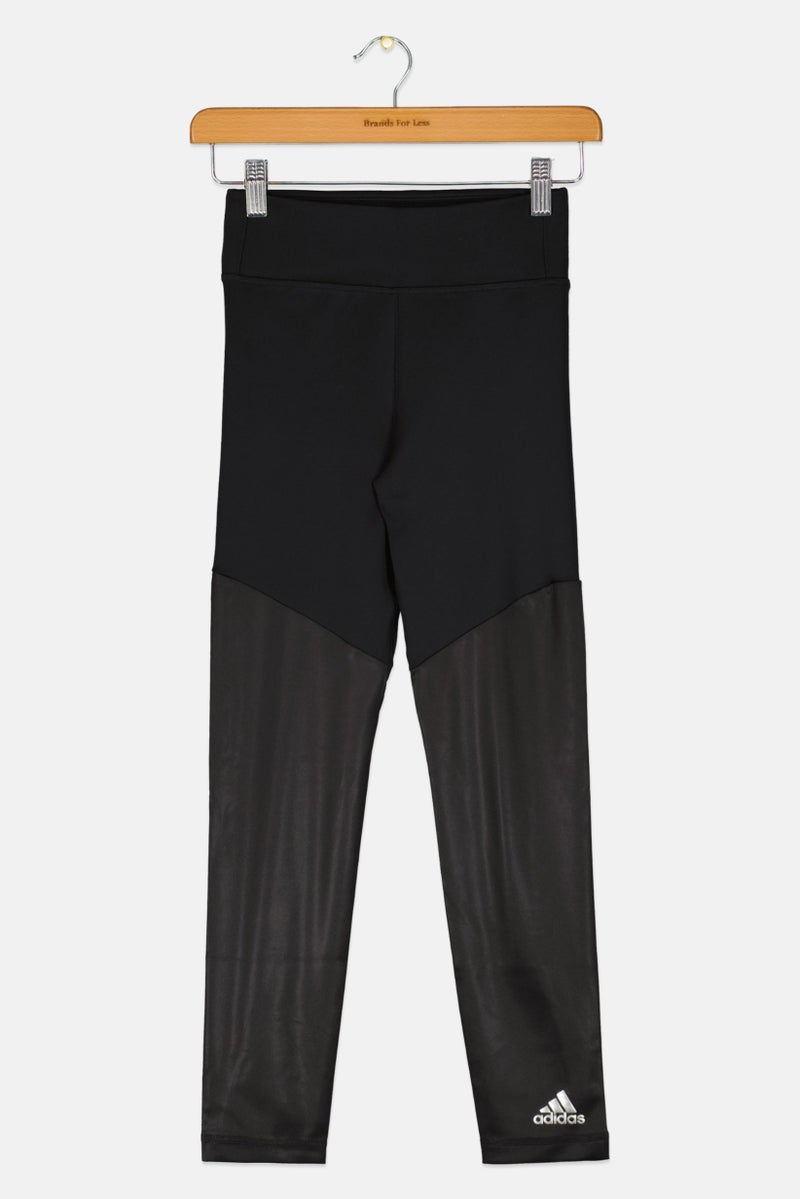 Adidas Kids Girl Pull On Brand Logo Sportswear Leggings, Black - Image 1