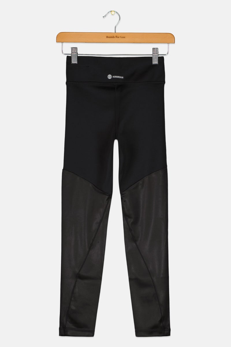 Adidas Kids Girl Pull On Brand Logo Sportswear Leggings, Black - Image 2