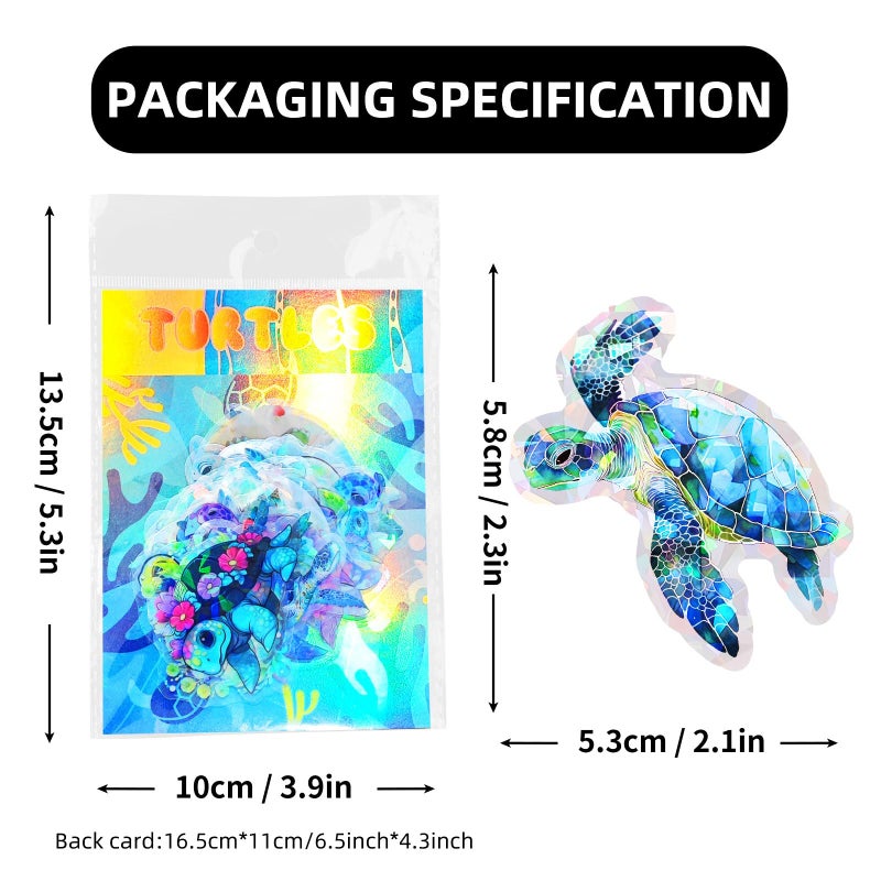 Yoksas Cute Holographic Sea Turtle Stickers - 50Pcs Waterproof Clear Kawaii Shiny Ocean Life Stickers for Scrapbook,Water Bottles,Laptops,Birthday Party Supplies - Image 2